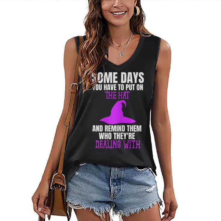 Womens Bad Witch Halloween Costume Put On The Hat Quote Women's Vneck Tank Top