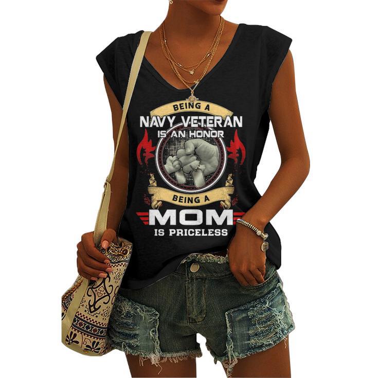 Being A Navy Veteran Is A Honor Being A Mom Is A Priceless Women's V-neck Casual Sleeveless Tank Top