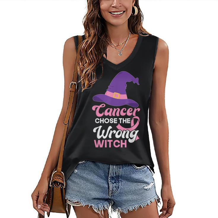 Breast Cancer Awareness Halloween Costume Pink Ribbon Witch Women's Vneck Tank Top