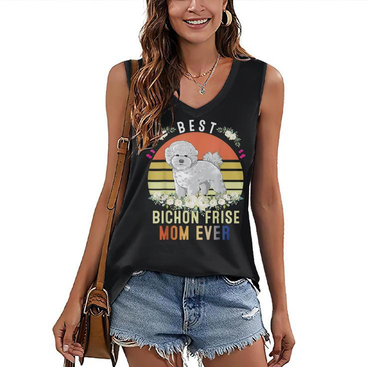 Cute Best Bichon Frise Mom Ever Retro Vintage Puppy Lover  Women's V-neck Casual Sleeveless Tank Top