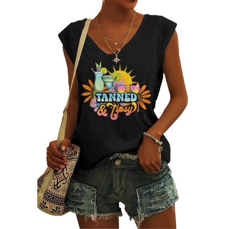 Cute Summer Tanned And Tipsy Salty Beaches Girls Trip V2 Women's Vneck Tank Top