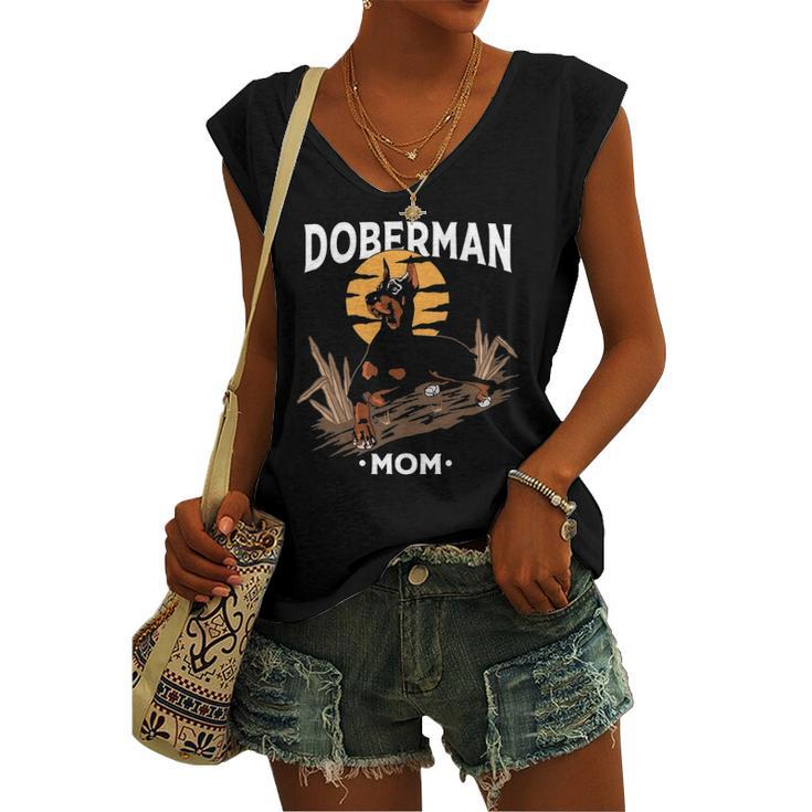 Doberman Mom Art For Girl Dog Lover Mother&8217S Day Women's V-neck Tank Top