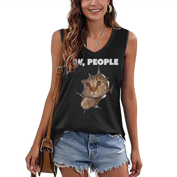 Ew People Cat  Meow Kitty Funny Cats Mom And Cat Dad  Women's V-neck Casual Sleeveless Tank Top