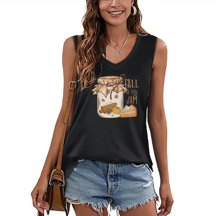 Fall Is My Jam Thanksgiving Gifts Women's V-neck Casual Sleeveless Tank Top