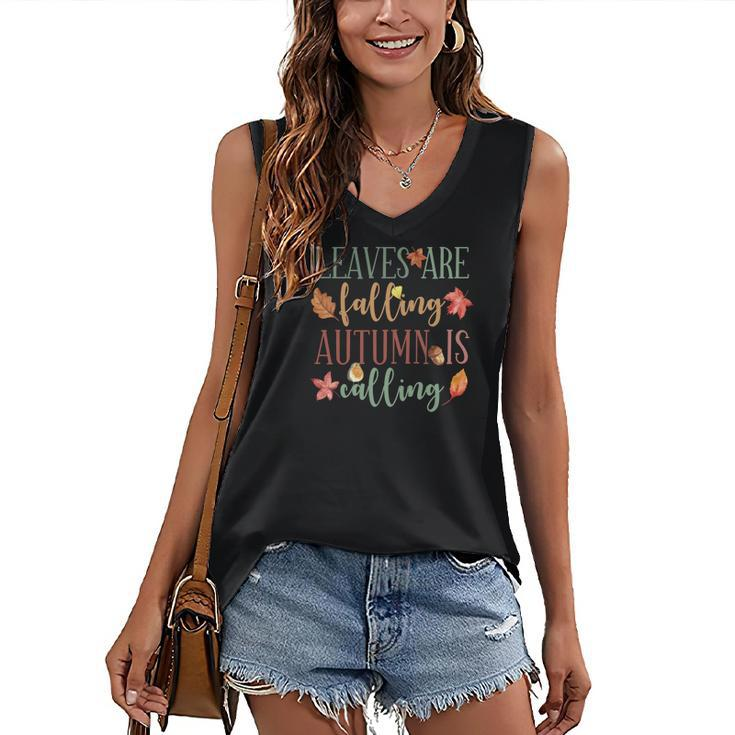 Fall Leaves Are Falling Autumn Is Falling Women's V-neck Casual Sleeveless Tank Top