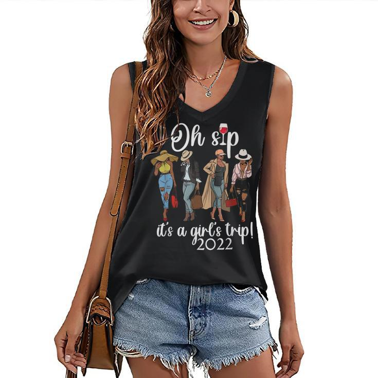 Girls Trip  Oh Sip It’S A Girls Trip Wine Party  Women's V-neck Casual Sleeveless Tank Top
