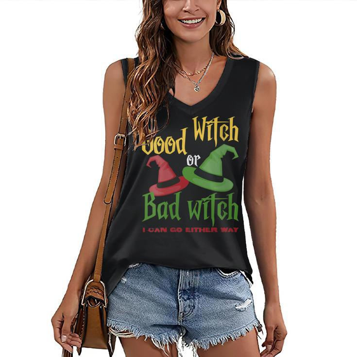 Womens Good Witch Bad Witch I Can Go Either Way Halloween Costume Women's Vneck Tank Top