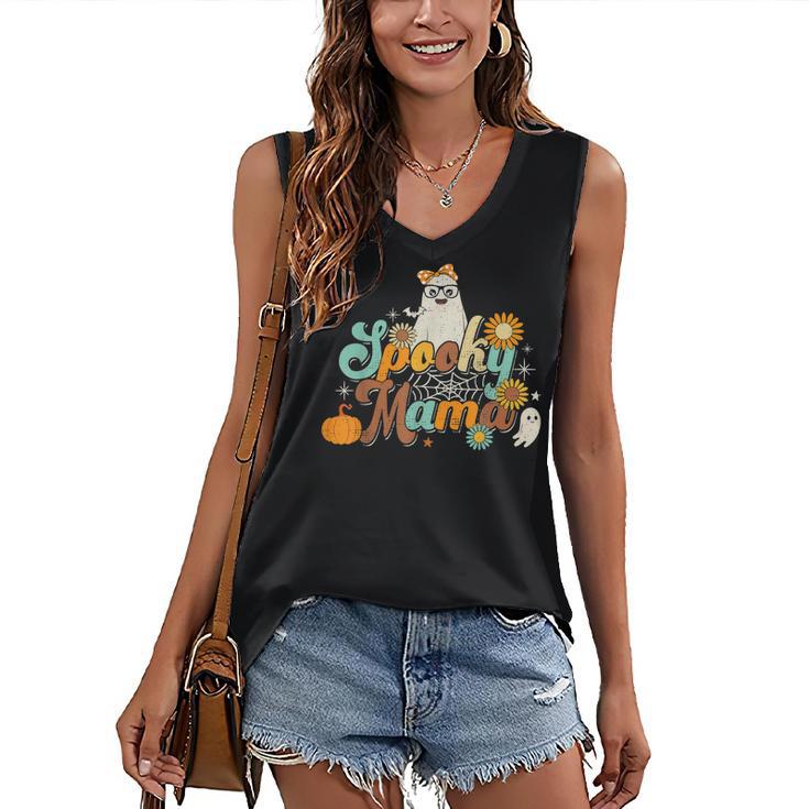 Groovy Spooky Mama Ghost Boo Halloween Costume Retro Hippie Women's Vneck Tank Top