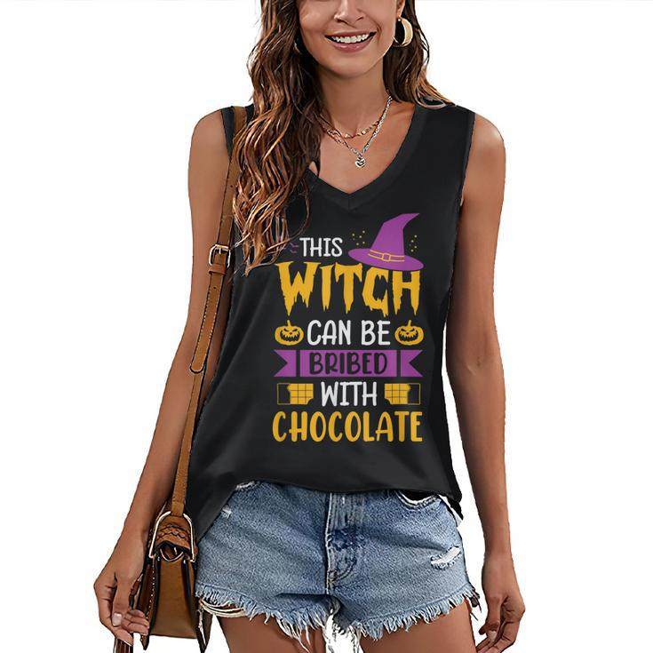 Halloween This Witch Can Be Bribed With Chocolate Women's Vneck Tank Top