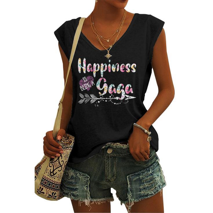Happiness Is Being A Gaga Cute Grandma Women's V-neck Tank Top