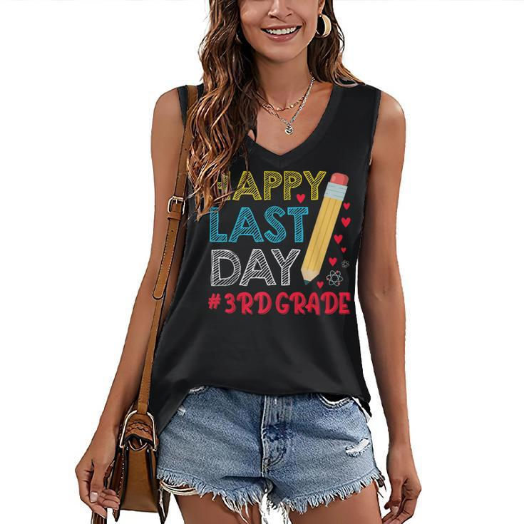 Happy Last Day Of School For 3Rd Grade Students Teachers  Women's V-neck Casual Sleeveless Tank Top