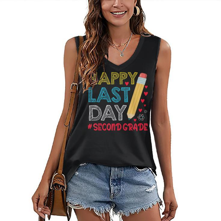Happy Last Day Of School For Second Grade Students Teachers  Women's V-neck Casual Sleeveless Tank Top