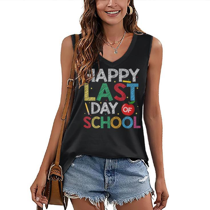 Happy Last Day Of School Funny End Of Year Teacher Student  Women's V-neck Casual Sleeveless Tank Top