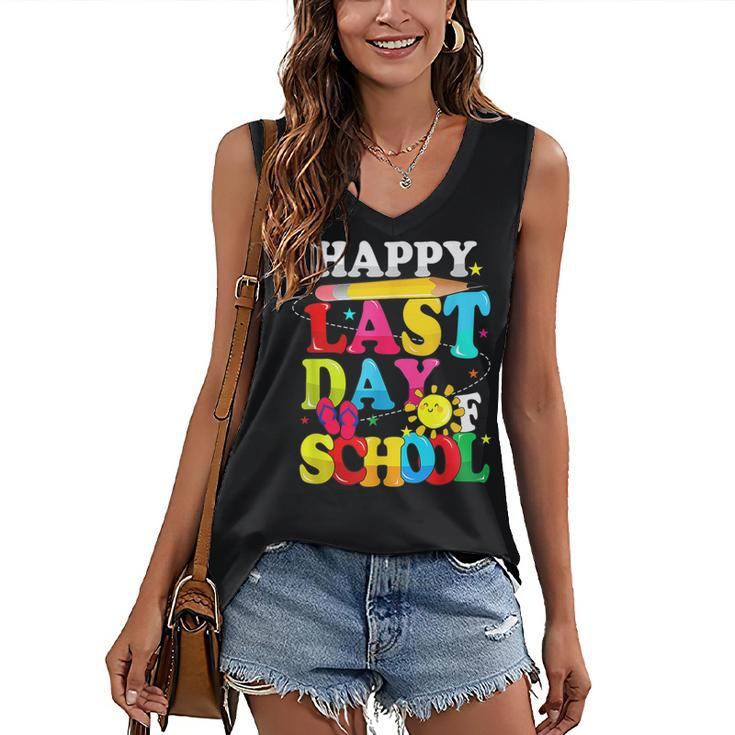 Happy Last Day Of School Students Teachers End Of The Year  Women's V-neck Casual Sleeveless Tank Top