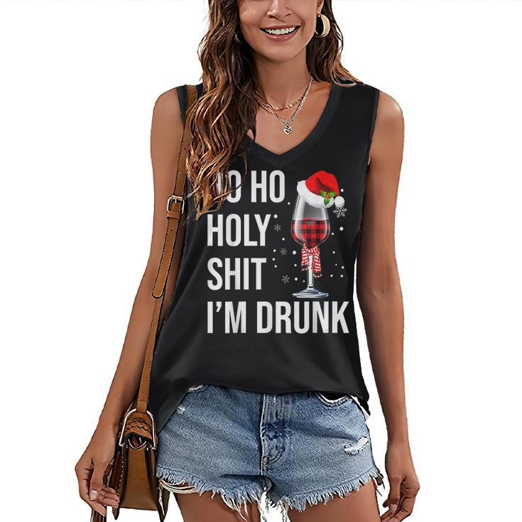 Ho Ho Holy Shit Im Drunk Wine Santa Christmas  Women's V-neck Casual Sleeveless Tank Top