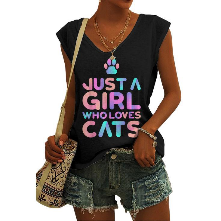 Just A Girl Who Loves Cats Cute Cat Lover Women's Vneck Tank Top