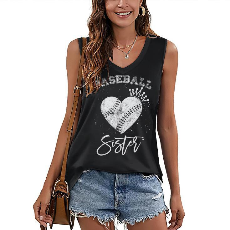 Love Heart Crown Baseball Sister Mothers Day Mom Mothers Women's V-neck Casual Sleeveless Tank Top