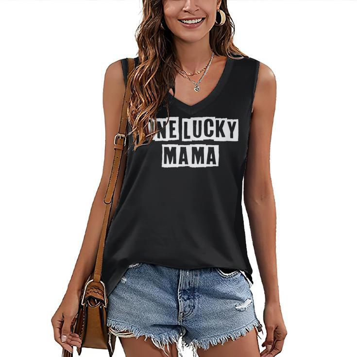 Lovely Funny Cool Sarcastic One Lucky Mama  Women's V-neck Casual Sleeveless Tank Top
