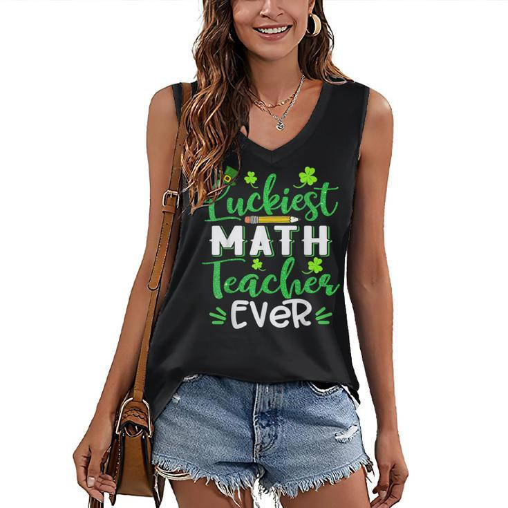 Luckiest Math Teacher Ever Funny Shamrock St Patricks Day  Women's V-neck Casual Sleeveless Tank Top