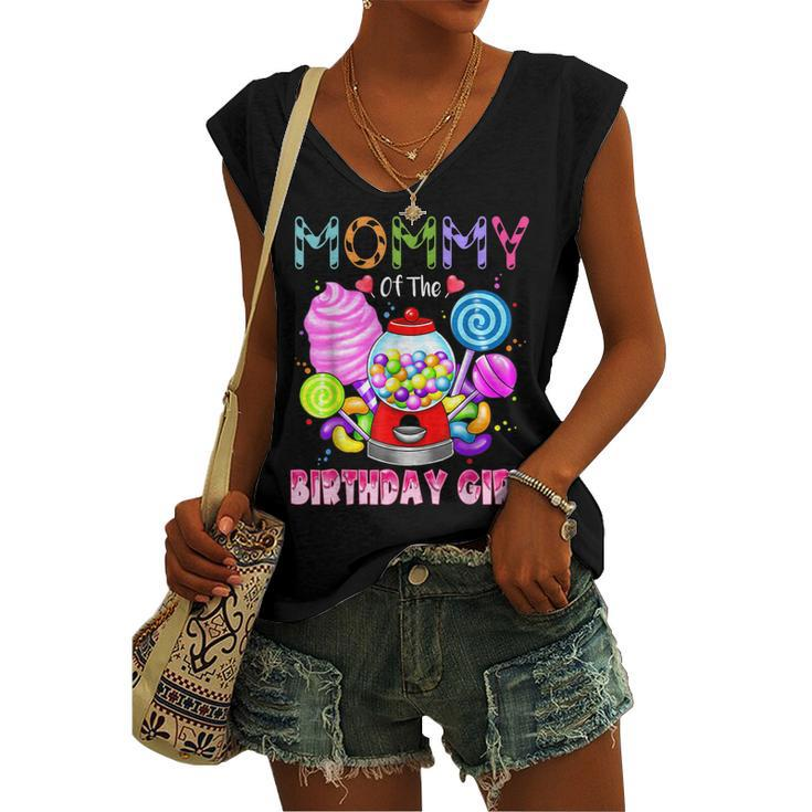 Mommy Of The Birthday Girl Candyland Candy Birthday Party Women's Vneck Tank Top