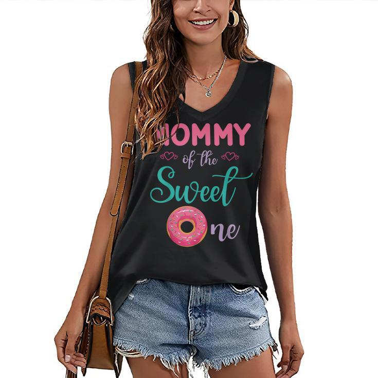 Mommy Of The Sweet One Donut Cake Happy To Me You Mother  Women's V-neck Casual Sleeveless Tank Top