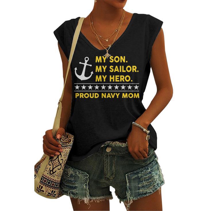 My Son My Sailor My Hero Proud Navy Mom Women's V-neck Casual Sleeveless Tank Top