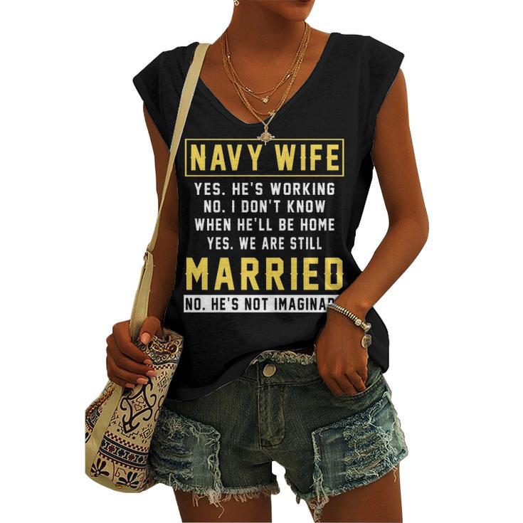 Navy Wife - Wife Of A Navy Veteran Women's V-neck Casual Sleeveless Tank Top