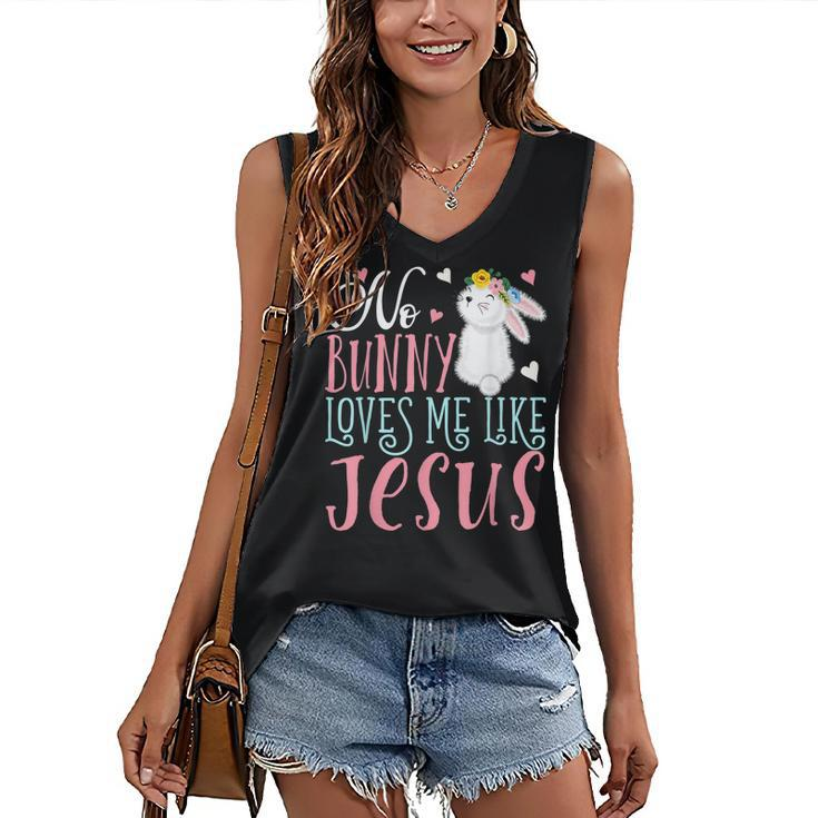 No Bunny Loves Me Like Jesus Christian Easter Girls Gifts  Women's V-neck Casual Sleeveless Tank Top