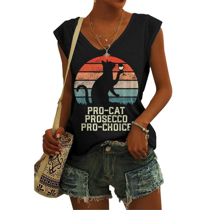 Pro-Cat Prosecco Pro Choice Scotus Defend Roe Meme Women's Vneck Tank Top