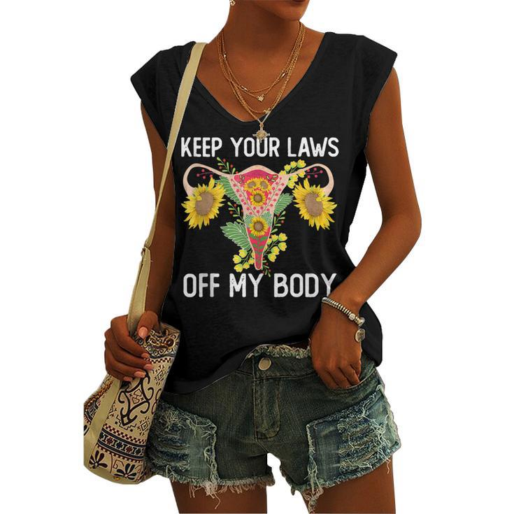 Pro Choice Keep Your Laws Off My Body Sunflower Women's Vneck Tank Top