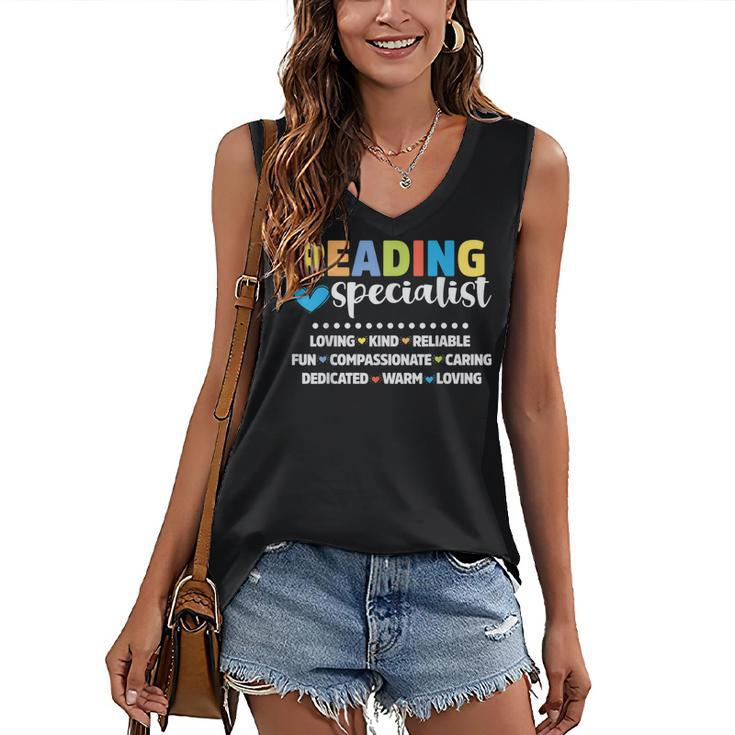 Reading Teacher Literacy Coach Cute Reading Specialist  Women's V-neck Casual Sleeveless Tank Top