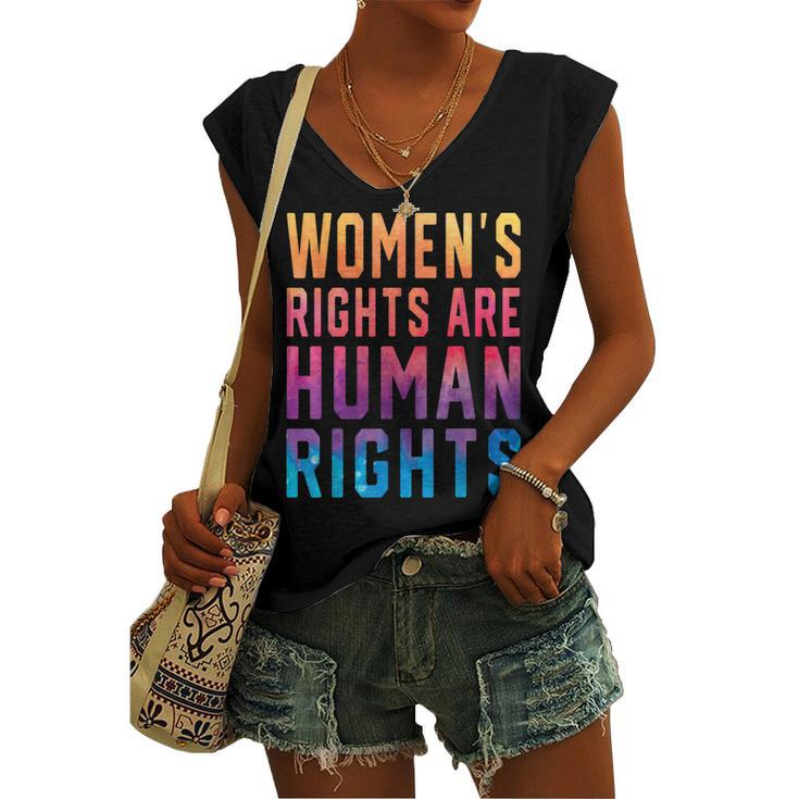 Womens Rights Are Human Rights Pro Choice Tie Dye Women's Vneck Tank Top