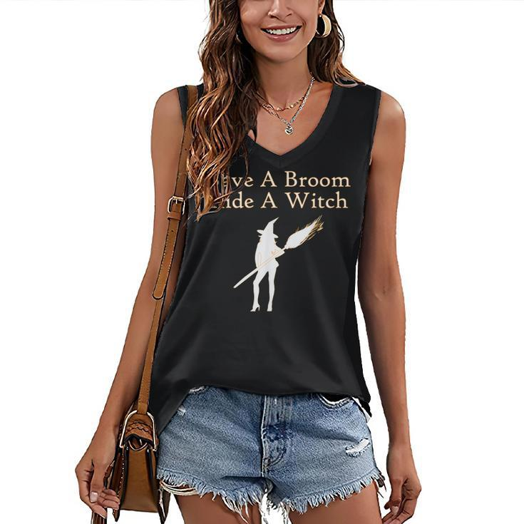 Save A Broom Ride A Witch Halloween Women's Vneck Tank Top