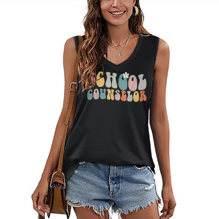 School Counselor Groovy Retro Vintage  Women's V-neck Casual Sleeveless Tank Top