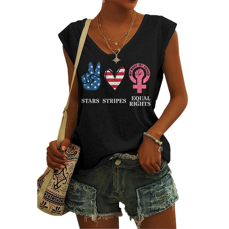 Stars Stripes & Equal Rights 4Th Of July Reproductive Rights Women's Vneck Tank Top