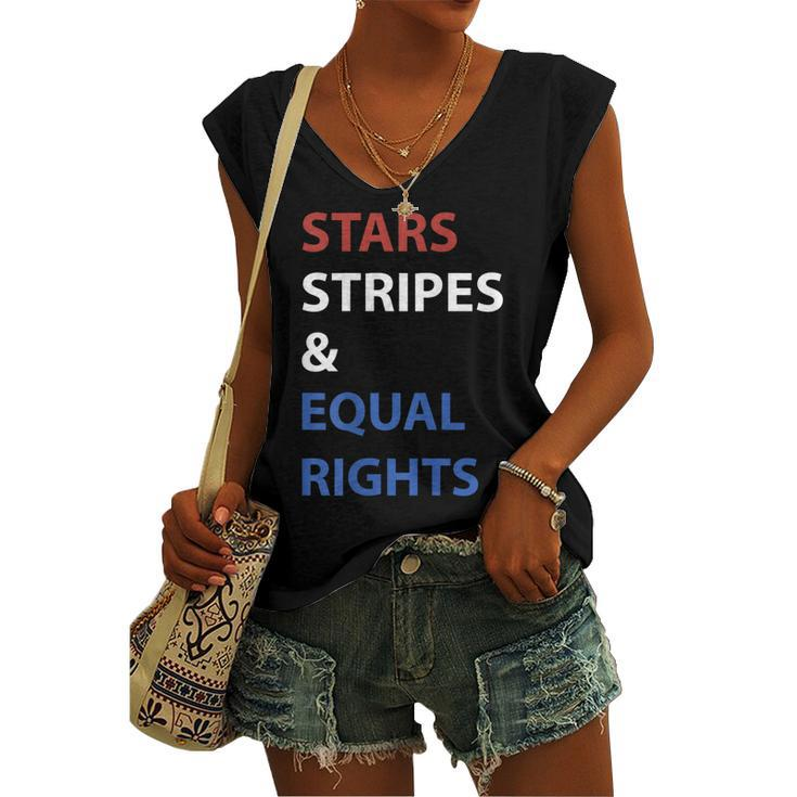 Stars Stripes And Equal Rights 4Th Of July Womens Rights V2 Women's Vneck Tank Top