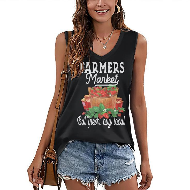 Support Your Local Strawberry Farmers Market Farmers  Women's V-neck Casual Sleeveless Tank Top