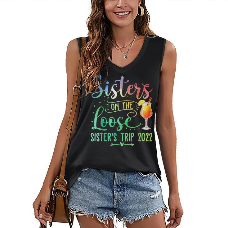 Tie Dye Sisters On The Loose Sisters Weekend Trip 2022  Women's V-neck Casual Sleeveless Tank Top