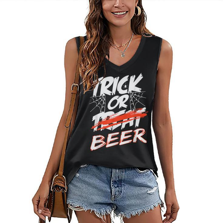 Trick Or Beer - Trick Or Treating Halloween Beer Drinkers Women's Vneck Tank Top