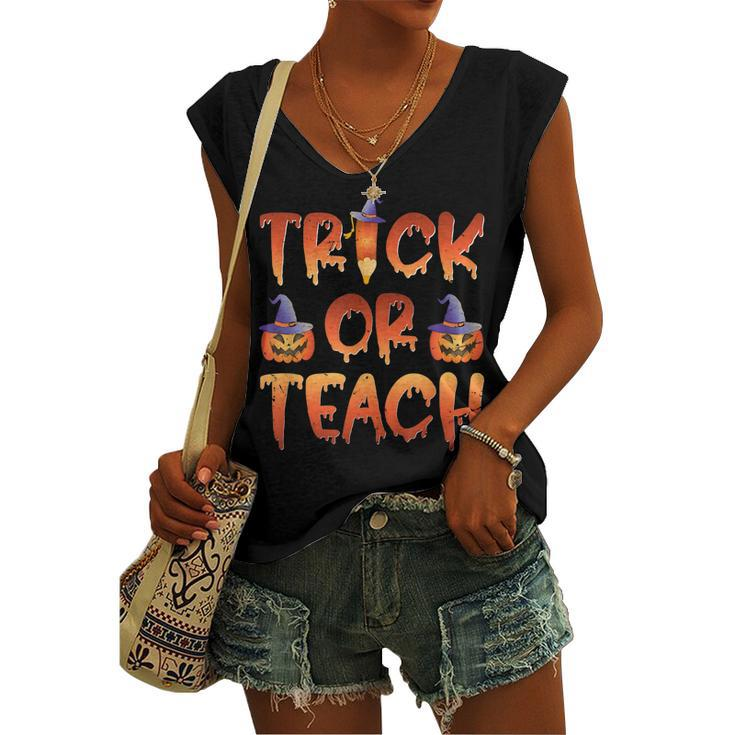 Trick Or Teach Cute Halloween Costume School Teacher Women's Vneck Tank Top