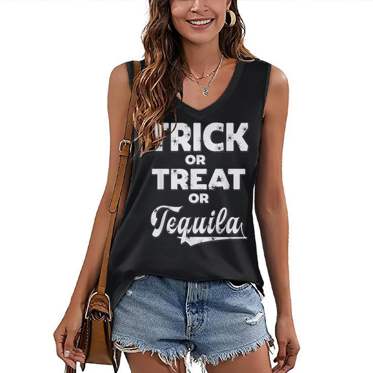 Trick Or Treat Or Tequila Halloween Costume Women's Vneck Tank Top
