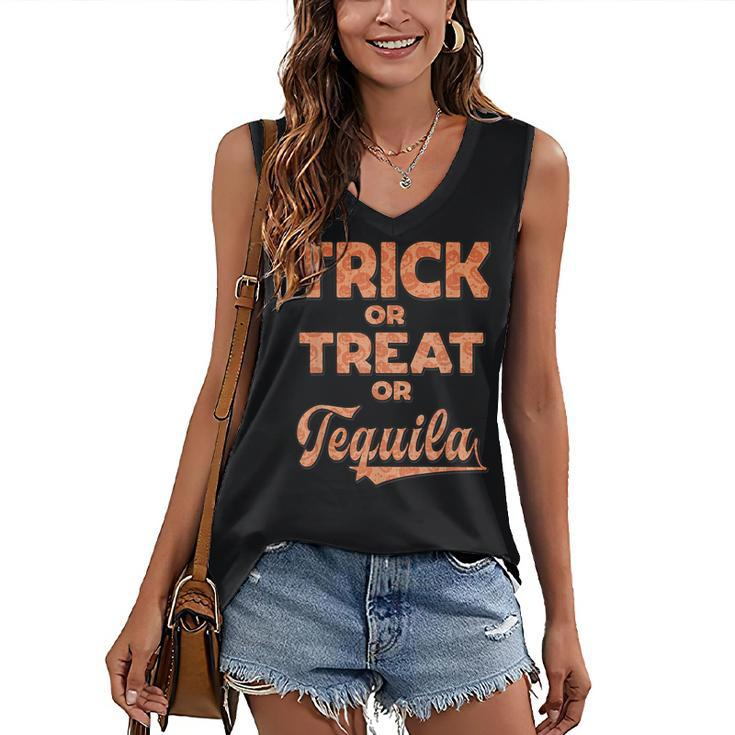 Trick Or Treat Or Tequila Horror Halloween Costume Women's Vneck Tank Top
