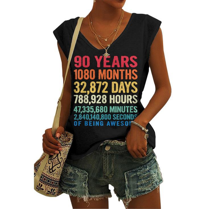 Vintage 90 Years Of Being Awesome Unique 90Th Birthday Women's Vneck Tank Top
