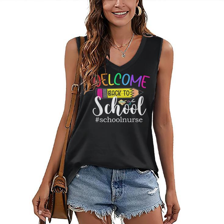 Welcome Back To School School Nurse For Students Teachers  Women's V-neck Casual Sleeveless Tank Top