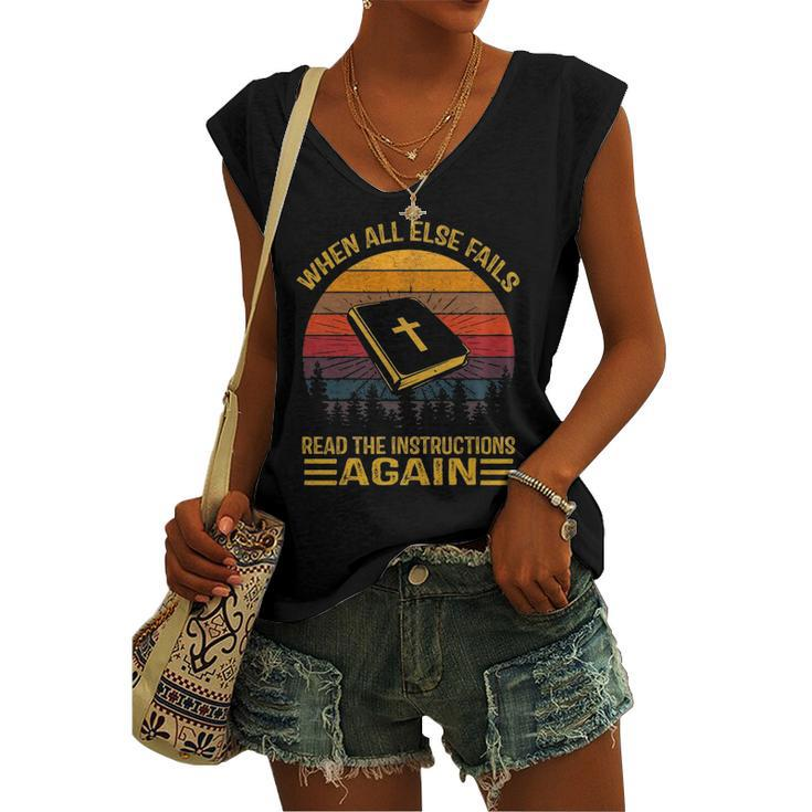 When All Else Fails Read The Instructions Again Christian Women's V-neck Casual Sleeveless Tank Top