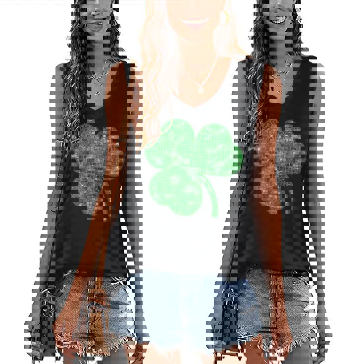 Womens St Patricks Day Shamrock Lucky Green  Women's V-neck Casual Sleeveless Tank Top - THEGIFTIO