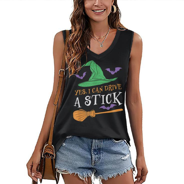 Yes I Can Drive A Stick Witch Halloween Women's Vneck Tank Top