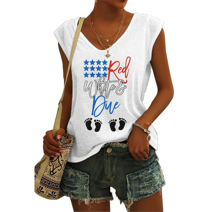 Womens 4Th Of July Pregnancy Announcement Pregnant With Twins Women's Vneck Tank Top