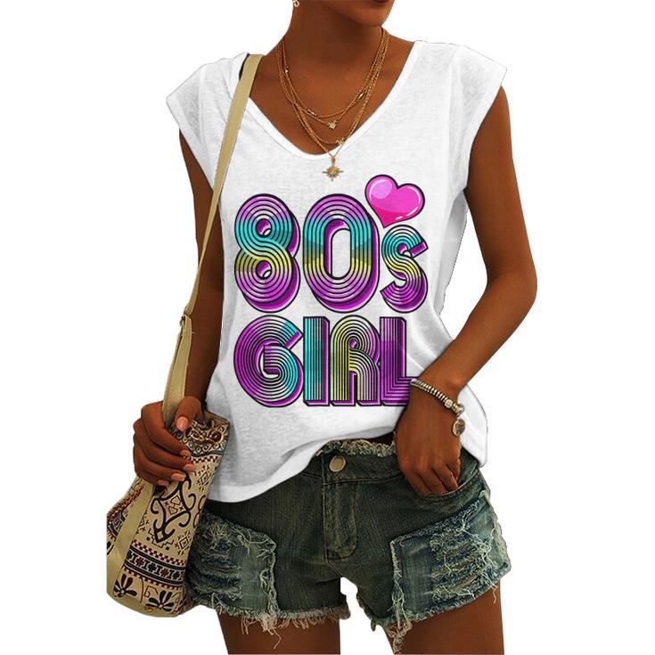 80S Girl Birthday Party Costume Retro Vintage Women V2 Women's Vneck Tank Top