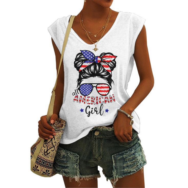 All American Girls 4Th Of July All American Girls Women's Vneck Tank Top